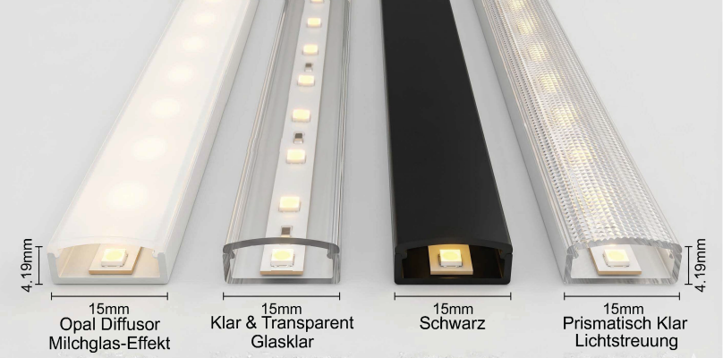 Abdeckungen für LED-Profile: Klar, opal, schwarz und prismatisch – die Unterschiede im Überblick - LED Profil Abdeckungen: Klar, opal, schwarz, prismatisch | Fenix Profiles