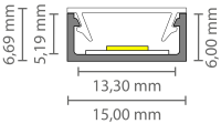EXO-A1 SURFACE PROFILE | 2M | ALUMINUM ANNODIZED | LED MAX.13MM | ULTRAFLAT