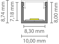 EXO-A0 AUFBAU PROFIL | 3M | LED MAX.8MM | ULTRASLIM