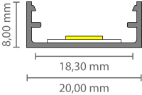 EXO-N1 SURFACE PROFILE | 2M | WHITE RAL9016 | LED MAX.16MM | ULTRAFLAT