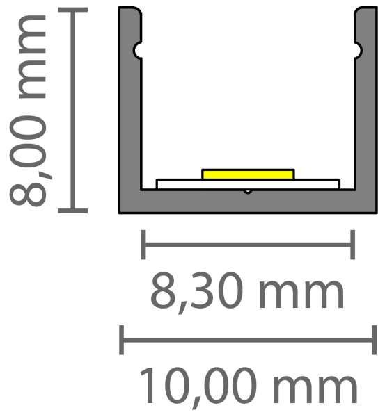 EXO-A0 SURFACE PROFILE | 2M | WHITE RAL9016 | LED MAX.8MM | ULTRASLIM