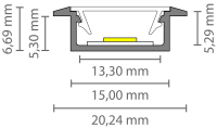 EXO-A1F PROFILÉ ENCASTRÉ | 2M | ALUMINIUM ANODISÉ | LED MAX.13MM | ULTRAPLAT+AILETTES