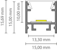 EXO-A2 AUFBAU PROFIL | LED MAX.13MM | NARROW