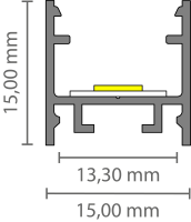 EXO-A2 AUFBAU PROFIL | 2M | ALUMINIUM ELOXIERT | LED MAX.13MM | NARROW