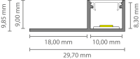 EXO-F0 TILE PROFILE | 2M | ALUMINUM ANNODIZED | LED MAX.10MM | DIRECT+ULTRASLIM