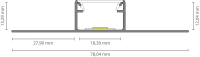 EXO-T3 PROFILÉ PLÂTRE/PLACO | 2M | ALUMINIUM ANODISÉ | LED MAX.16MM | PLAT