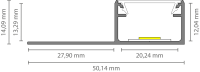 EXO-T3H TROCKENBAU PROFIL | 2M | ALUMINIUM ELOXIERT | LED MAX.16MM |DIRECT+ FLAT