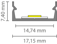 EXO-NLN1 SURFACE PROFILE | 2M | WHITE RAL9016 | LED MAX.14MM | ULTRAFLAT