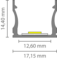 EXO-NLN2 SURFACE PROFILE | 2M | ALUMINUM ANNODIZED | LED MAX.12MM | NARROW