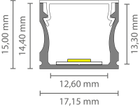 EXO-NLN2 SURFACE PROFILE | 2M | ALUMINUM ANNODIZED | LED MAX.12MM | NARROW