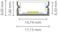 EXO-NLN1 PROFILÉ EN SAILLIE | 2M | LED MAX.14MM | ULTRAPLAT